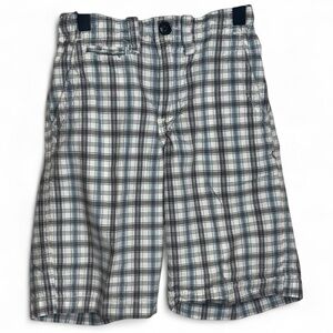 Gap Boys Plaid Shorts - brown blue and White size 7